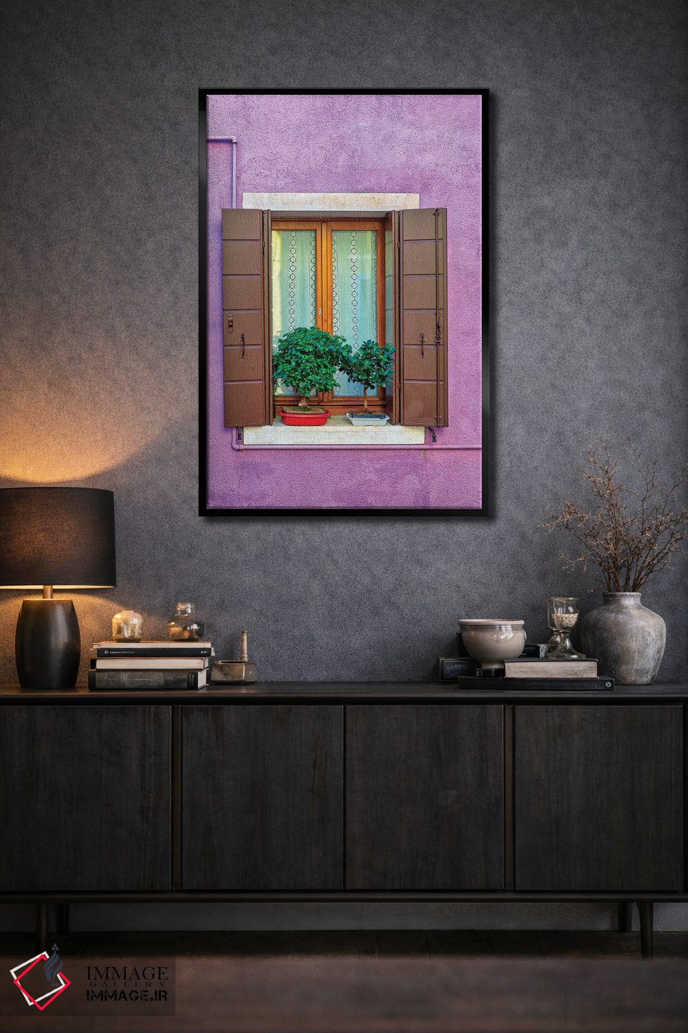 تابلو دکوراتیو پنجره بنفش در ونیز اثر مارکو کارماسی - D2B