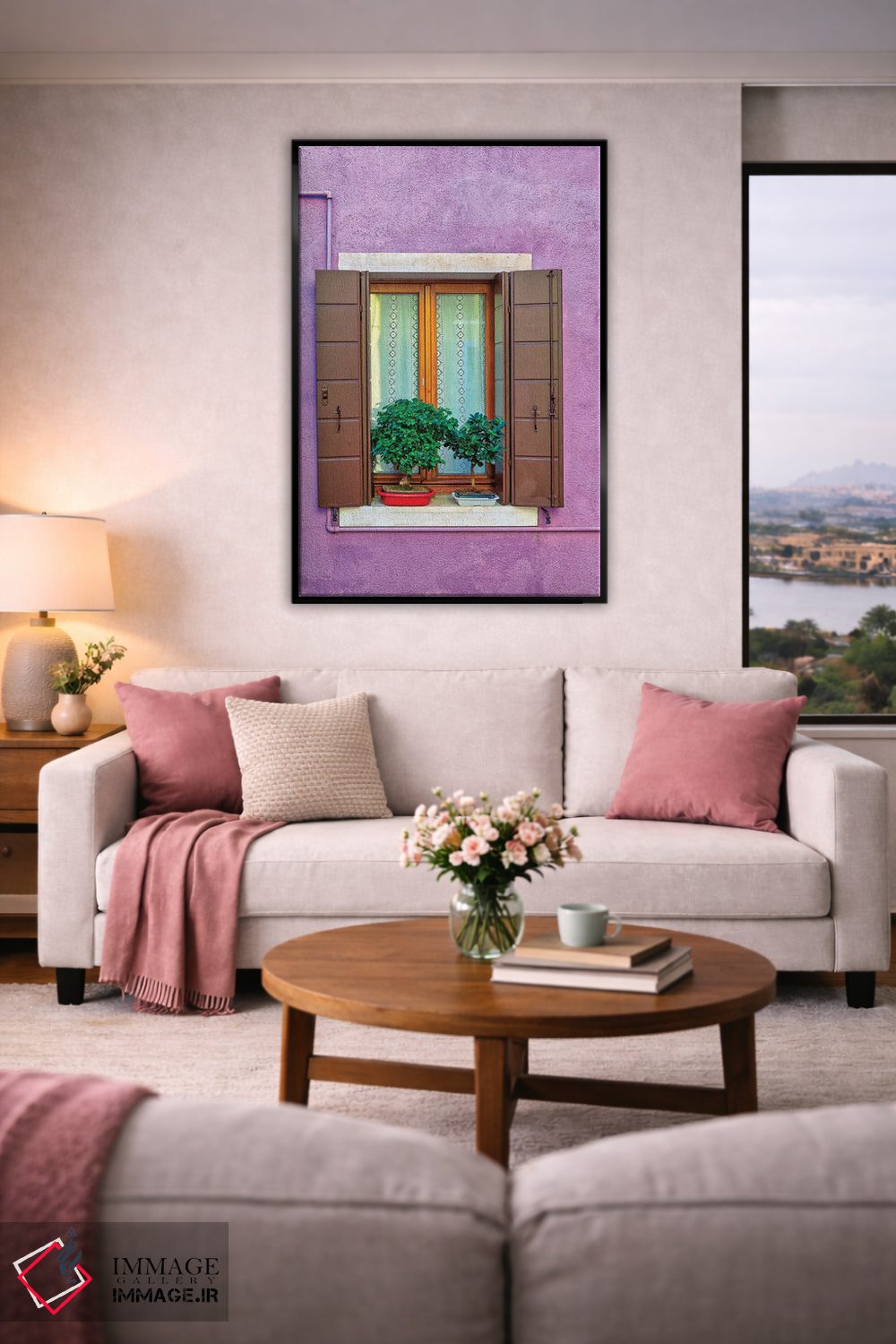تابلو دکوراتیو پنجره بنفش در ونیز اثر مارکو کارماسی - D6B