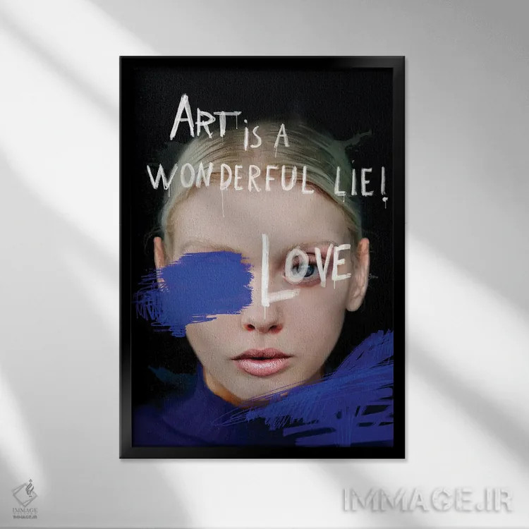 تابلو مدرن چهره شماره LV اثر مارسیا آلک - نمای قابدار مشکی