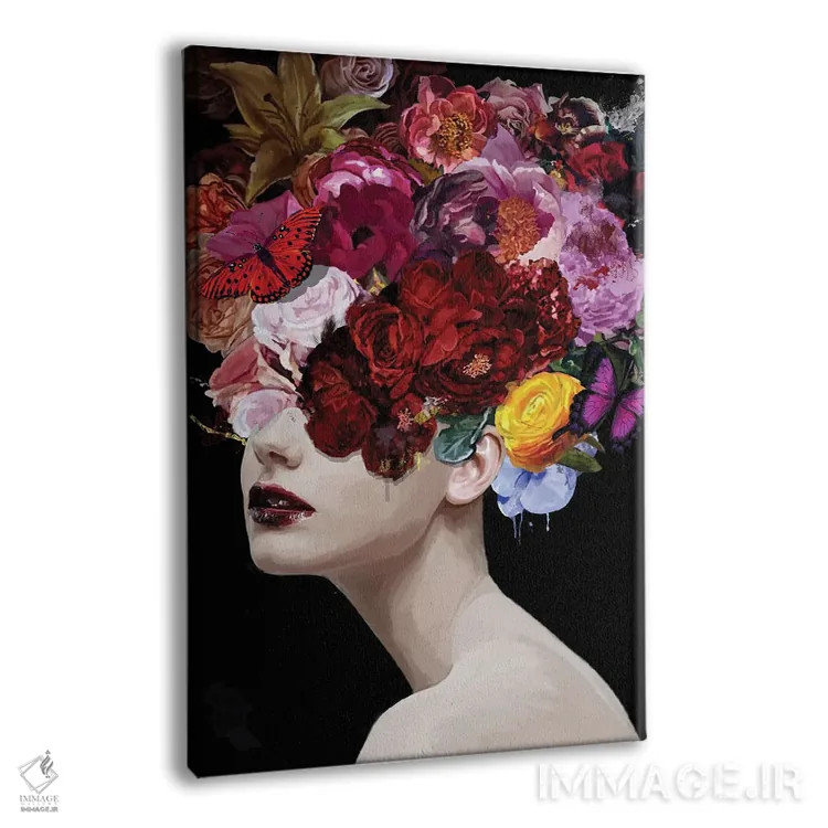 تابلو مدرن سوسن با گل ها و پروانه ها اثر مارسیا آلک - نمای پرسپکتیو محصول