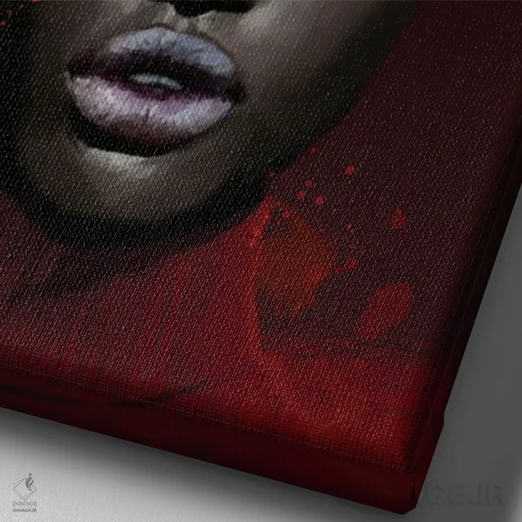 تابلو مدرن چهره شماره LXII اثر مارسیا آلک - نمای نزدیک بافت بوم