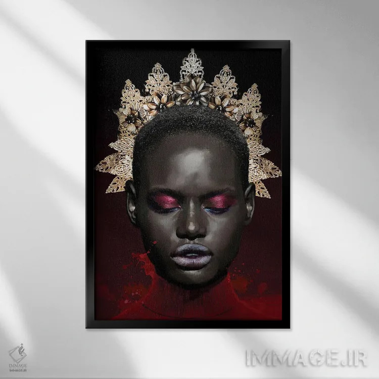 تابلو مدرن چهره شماره LXII اثر مارسیا آلک - نمای قابدار مشکی