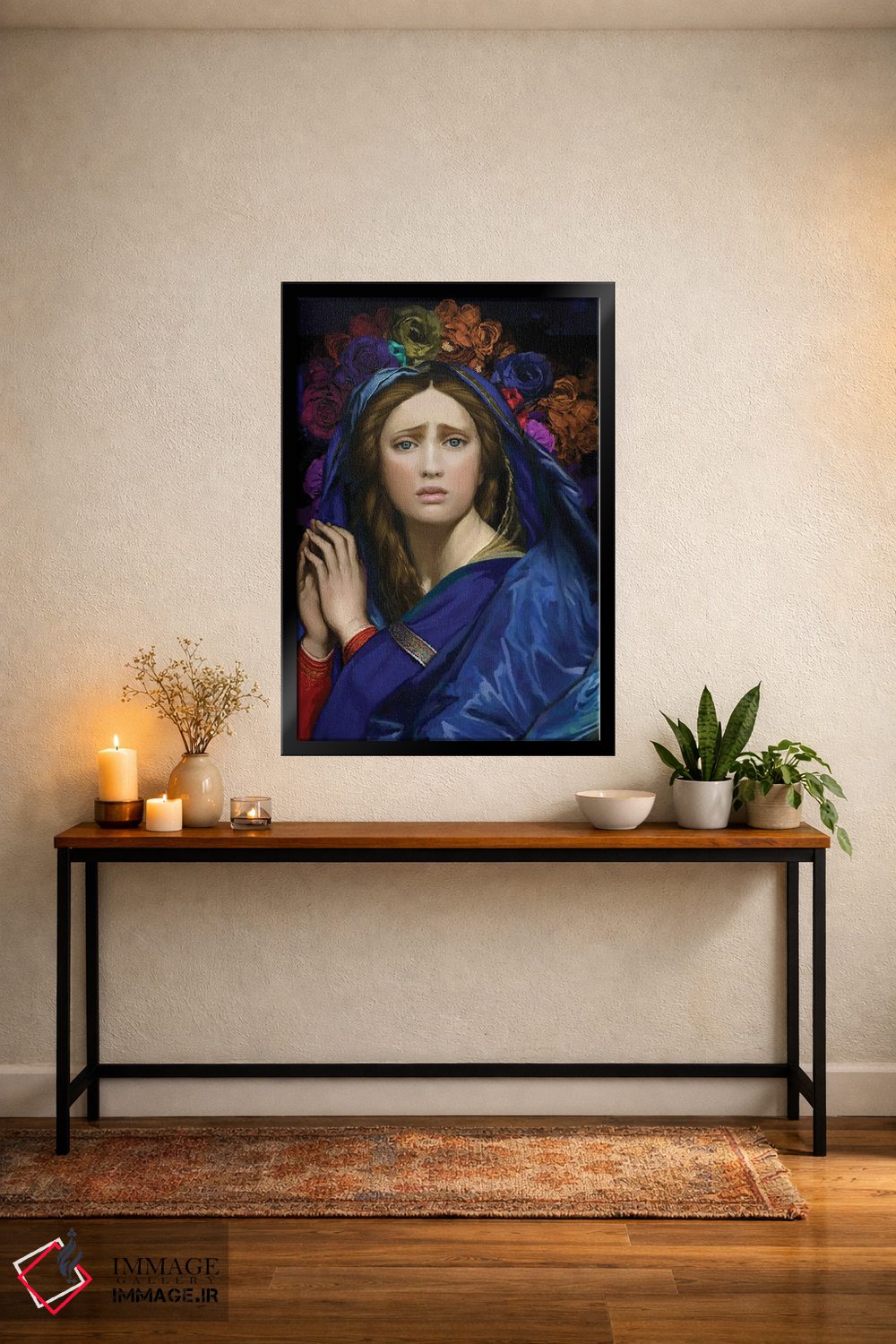 تابلو مدرن بانوی ما با گل بر سر اثر مارسیا آلک - D5B