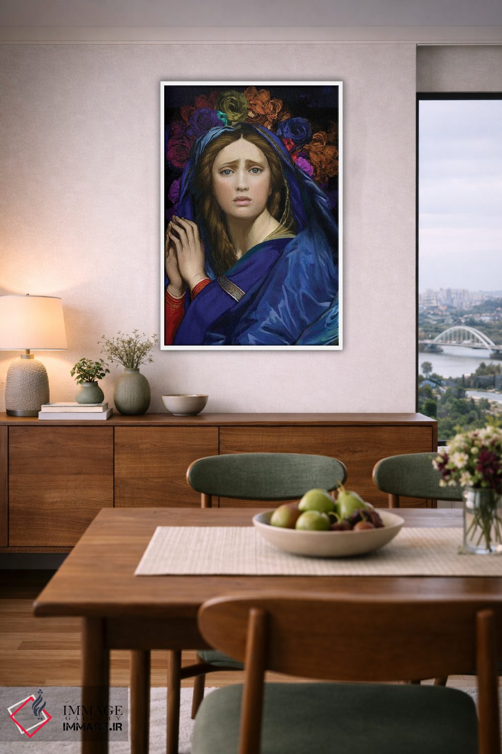 تابلو مدرن بانوی ما با گل بر سر اثر مارسیا آلک - D6W