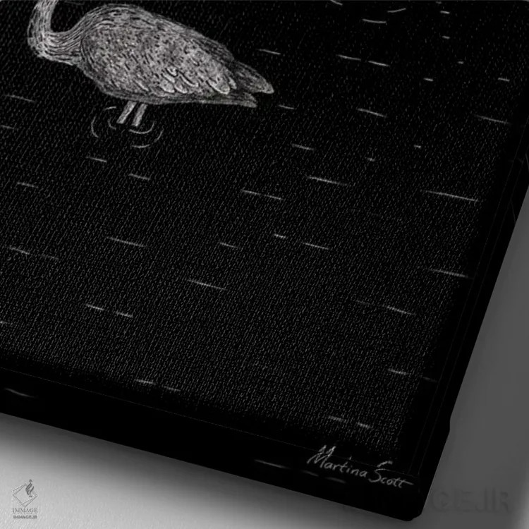 تابلو مینیمال سه حواصیل اثر مارتینا اسکات - نمای نزدیک بافت بوم