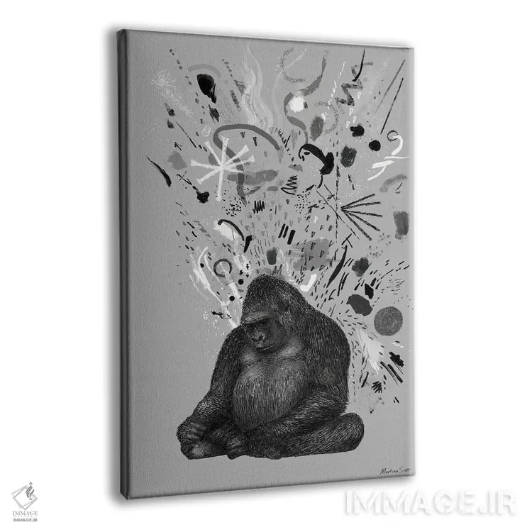 تابلو مدرن گوریل بداخلاق اثر مارتینا اسکات - نمای پرسپکتیو محصول