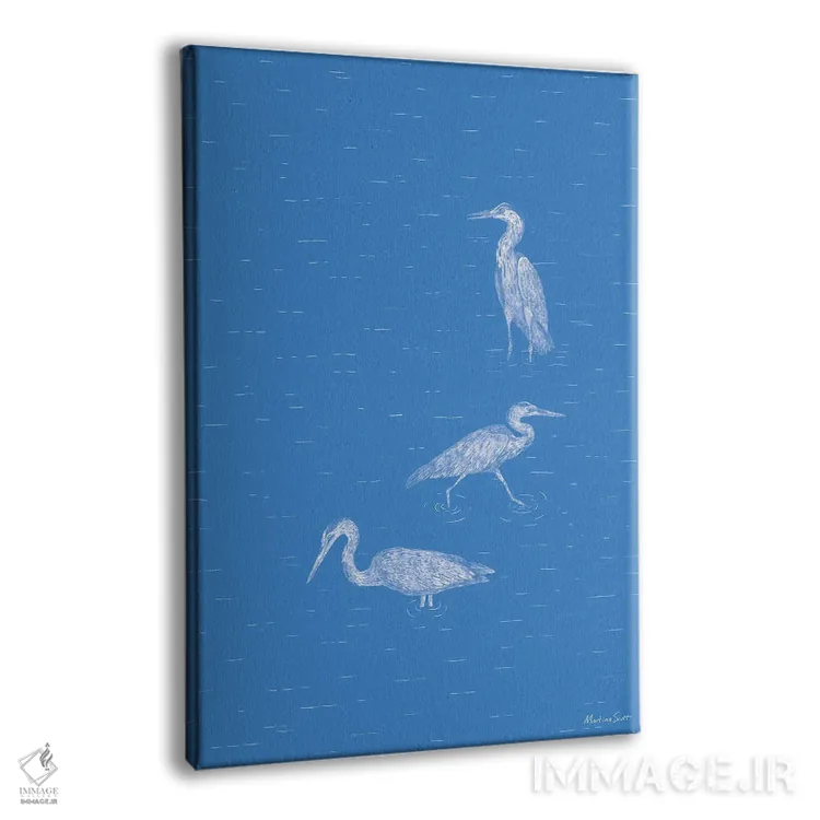 تابلو مینیمال سه حواصیل اثر مارتینا اسکات - نمای پرسپکتیو محصول