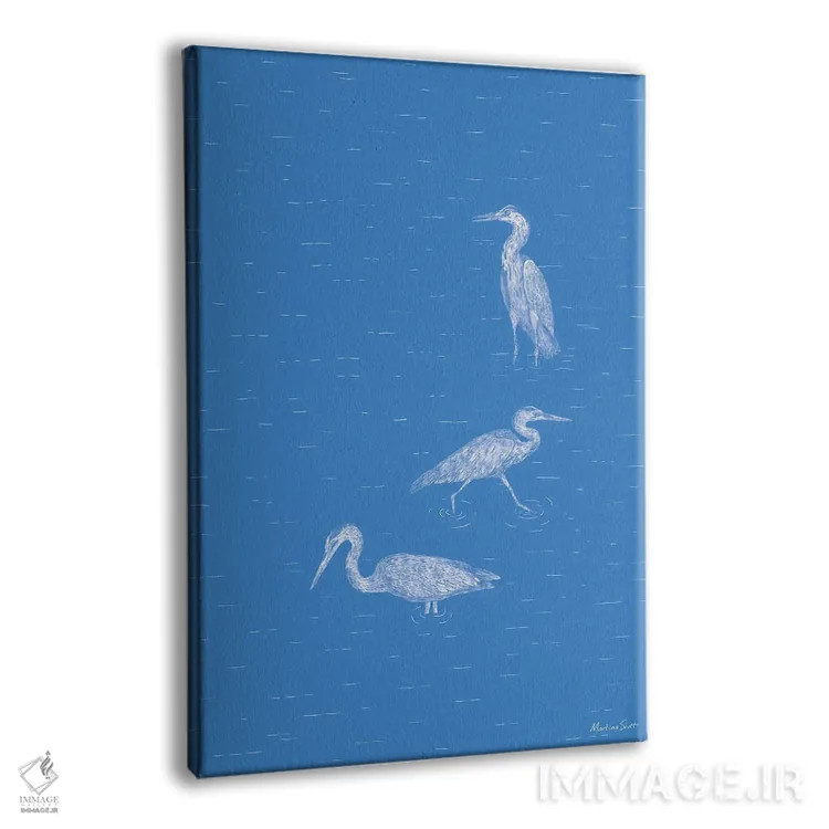 تابلو مینیمال سه حواصیل اثر مارتینا اسکات - نمای پرسپکتیو محصول