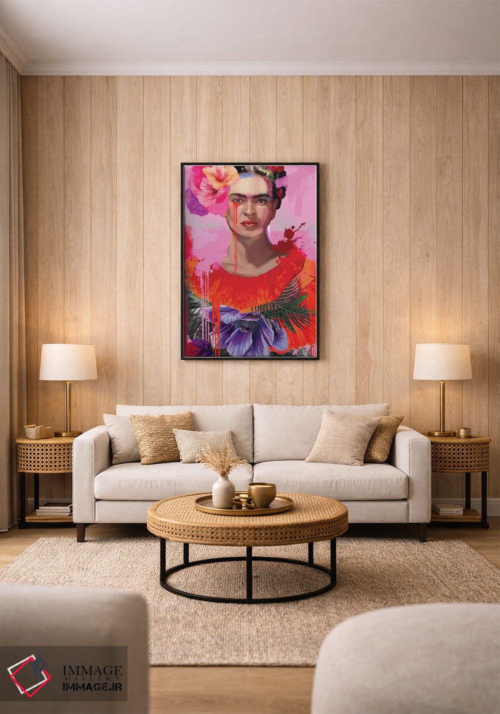 تابلو دکوراتیو فریدا با گل ها اثر مارسیا آلک - D1B