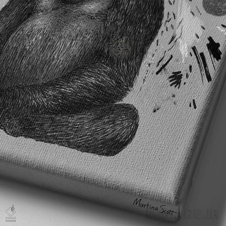 تابلو مدرن گوریل بداخلاق اثر مارتینا اسکات - نمای نزدیک بافت بوم