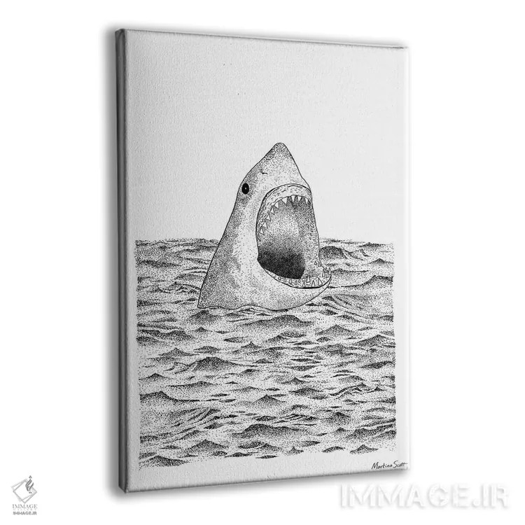 تابلو مدرن کوسه اثر مارتینا اسکات - نمای پرسپکتیو محصول