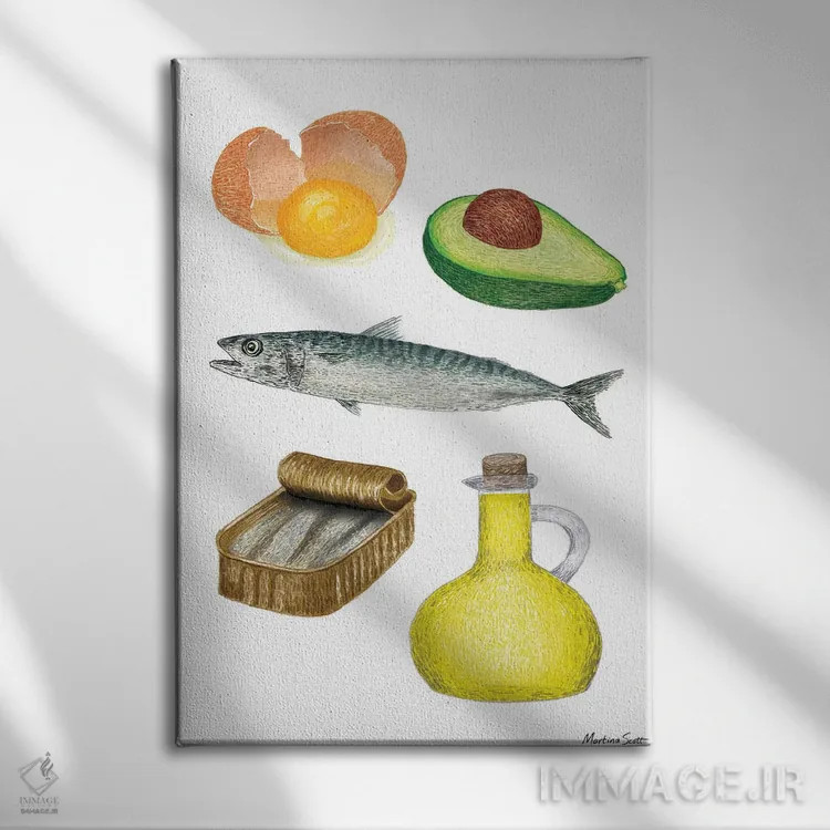 تابلو مدرن چربی های مفید اثر مارتینا اسکات - نمای روبهرو روی دیوار