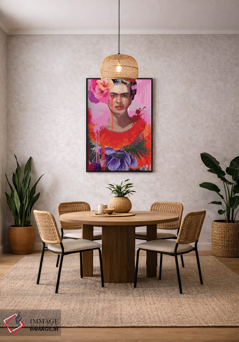 تابلو دکوراتیو فریدا با گل ها اثر مارسیا آلک - D6B