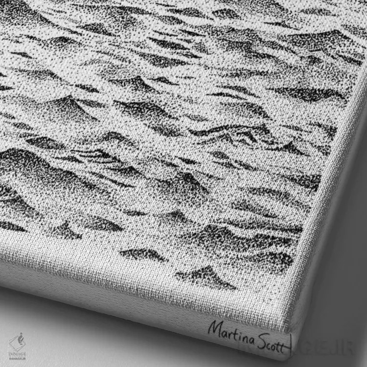 تابلو مدرن کوسه اثر مارتینا اسکات - نمای نزدیک بافت بوم