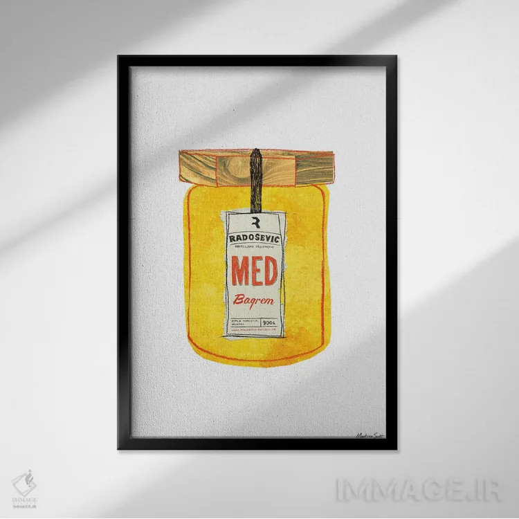 تابلو مدرن عسل کروات اثر مارتینا اسکات - نمای قابدار مشکی