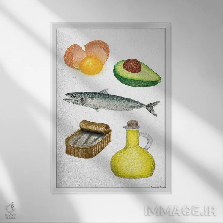 تابلو مدرن چربی های مفید اثر مارتینا اسکات - نمای قابدار سفید