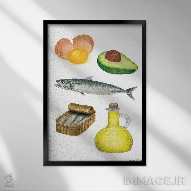 تابلو مدرن چربی های مفید اثر مارتینا اسکات - نمای قابدار مشکی