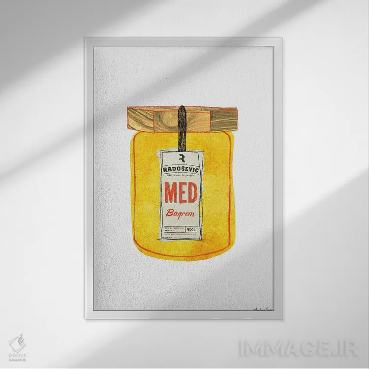 تابلو مدرن عسل کروات اثر مارتینا اسکات - نمای قابدار سفید