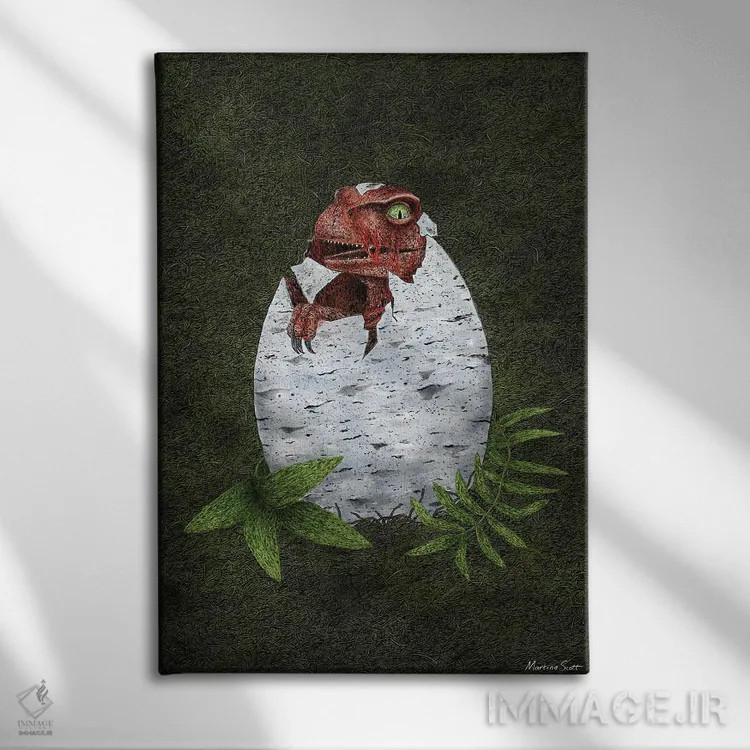 تابلو مدرن رپتور کوچک اثر مارتینا اسکات - نمای روبهرو روی دیوار