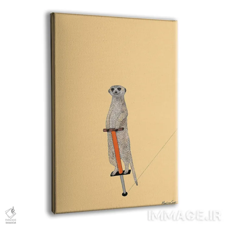 تابلو مدرن میرکات روی چوب فنردار اثر مارتینا اسکات - نمای پرسپکتیو محصول