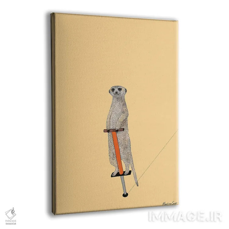 تابلو مدرن میرکات روی چوب فنردار اثر مارتینا اسکات - نمای پرسپکتیو محصول