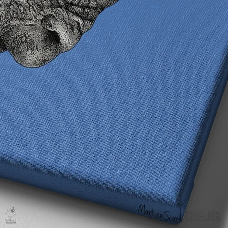 تابلو مدرن کرگدن مهمانی اثر مارتینا اسکات - نمای نزدیک بافت بوم