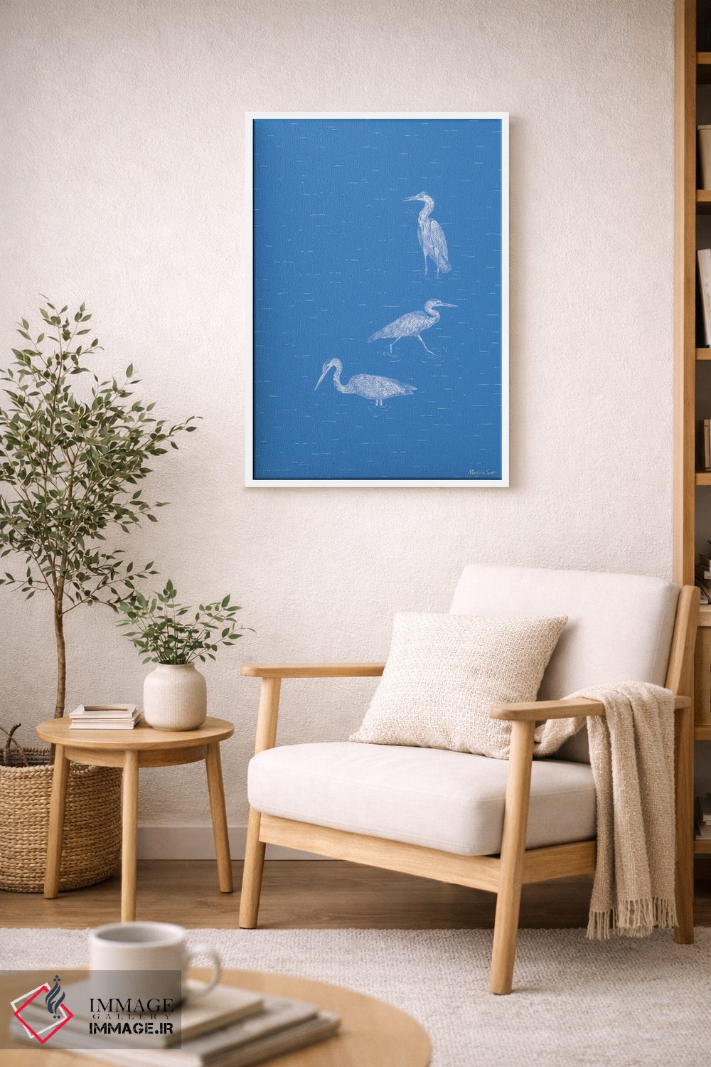 تابلو مینیمال سه حواصیل اثر مارتینا اسکات - D6W