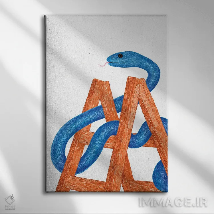 تابلو مدرن مار و پله اثر مارتینا اسکات - نمای روبهرو روی دیوار