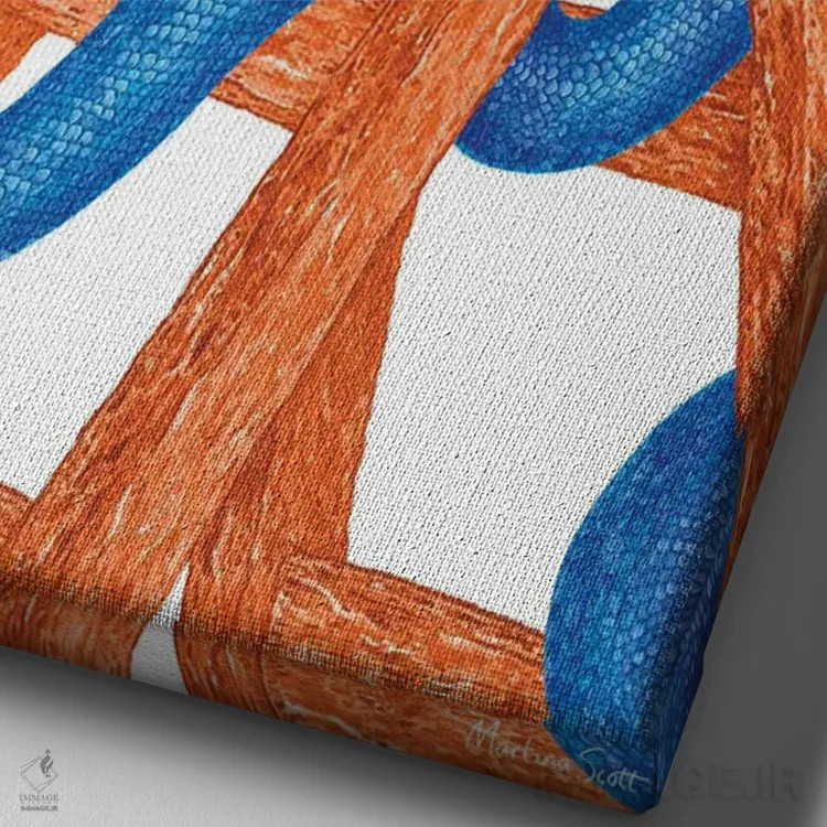 تابلو مدرن مار و پله اثر مارتینا اسکات - نمای نزدیک بافت بوم