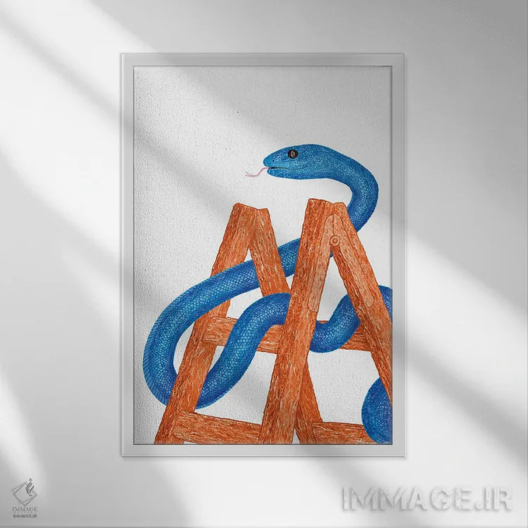 تابلو مدرن مار و پله اثر مارتینا اسکات - نمای قابدار سفید