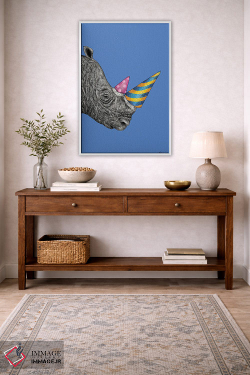 تابلو مدرن کرگدن مهمانی اثر مارتینا اسکات - D3W