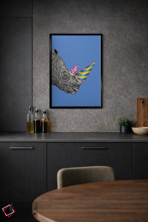 تابلو مدرن کرگدن مهمانی اثر مارتینا اسکات - D1B