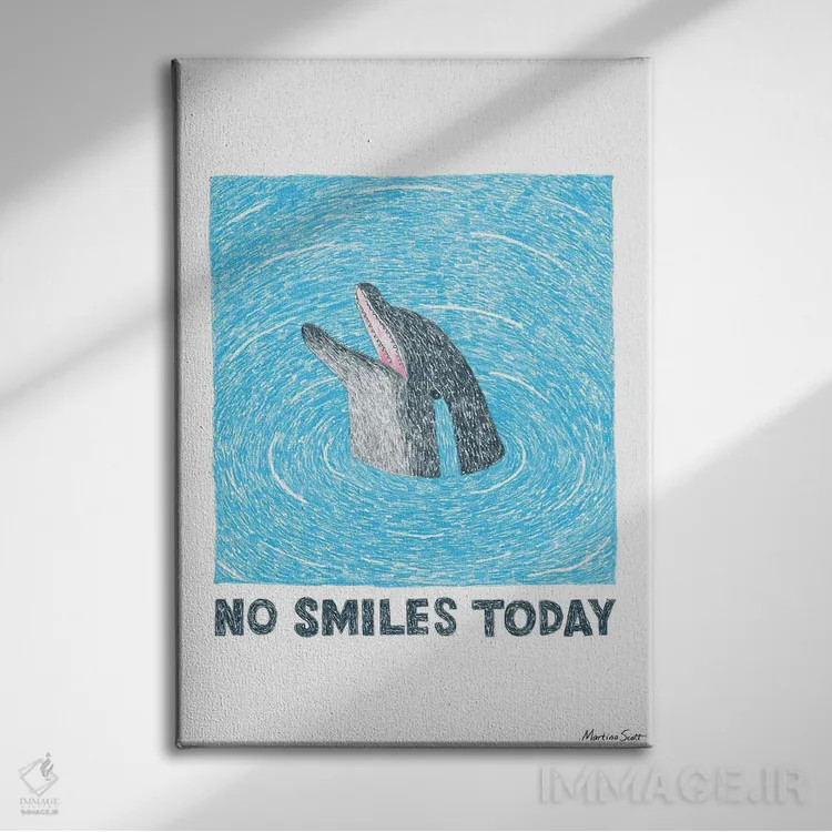 تابلو مدرن امروز خبری از لبخند نیست اثر مارتینا اسکات - نمای روبهرو روی دیوار