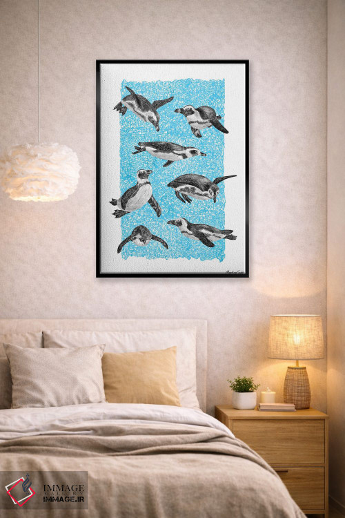 تابلو مدرن پنگوئن های آفریقایی اثر مارتینا اسکات - D2B