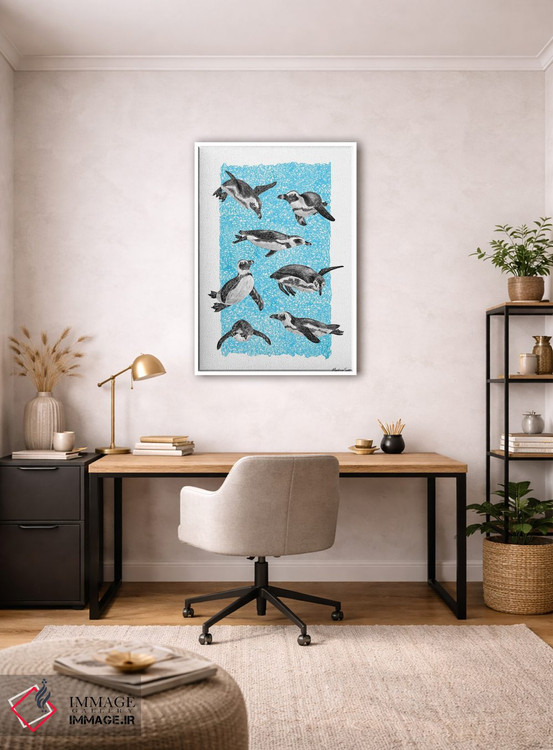 تابلو مدرن پنگوئن های آفریقایی اثر مارتینا اسکات - D3W