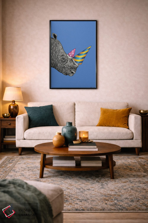 تابلو مدرن کرگدن مهمانی اثر مارتینا اسکات - D5B