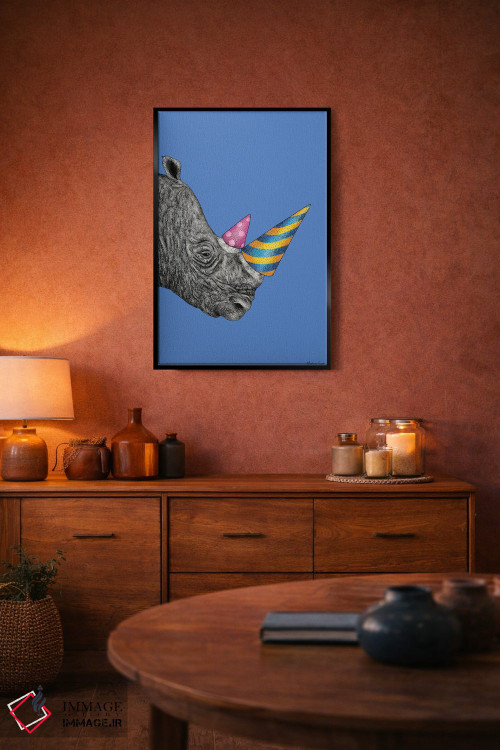 تابلو مدرن کرگدن مهمانی اثر مارتینا اسکات - D6B