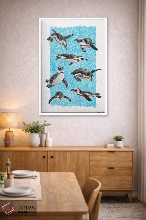 تابلو مدرن پنگوئن های آفریقایی اثر مارتینا اسکات - D4W