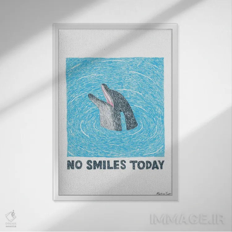 تابلو مدرن امروز خبری از لبخند نیست اثر مارتینا اسکات - نمای قابدار سفید
