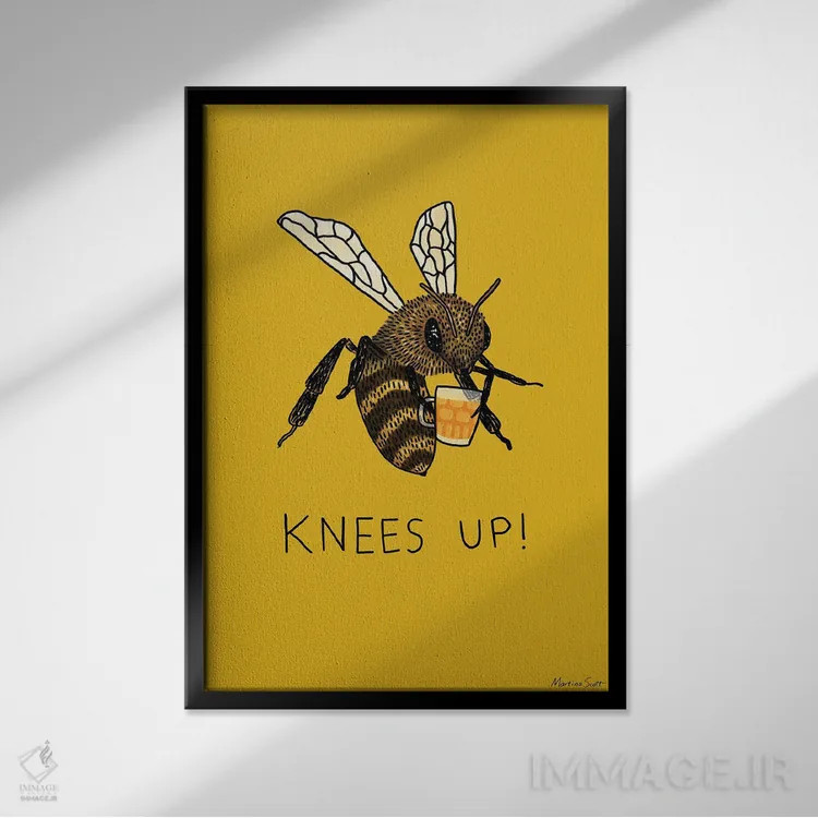 تابلو مدرن جشن زنبورها اثر مارتینا اسکات - نمای قابدار مشکی