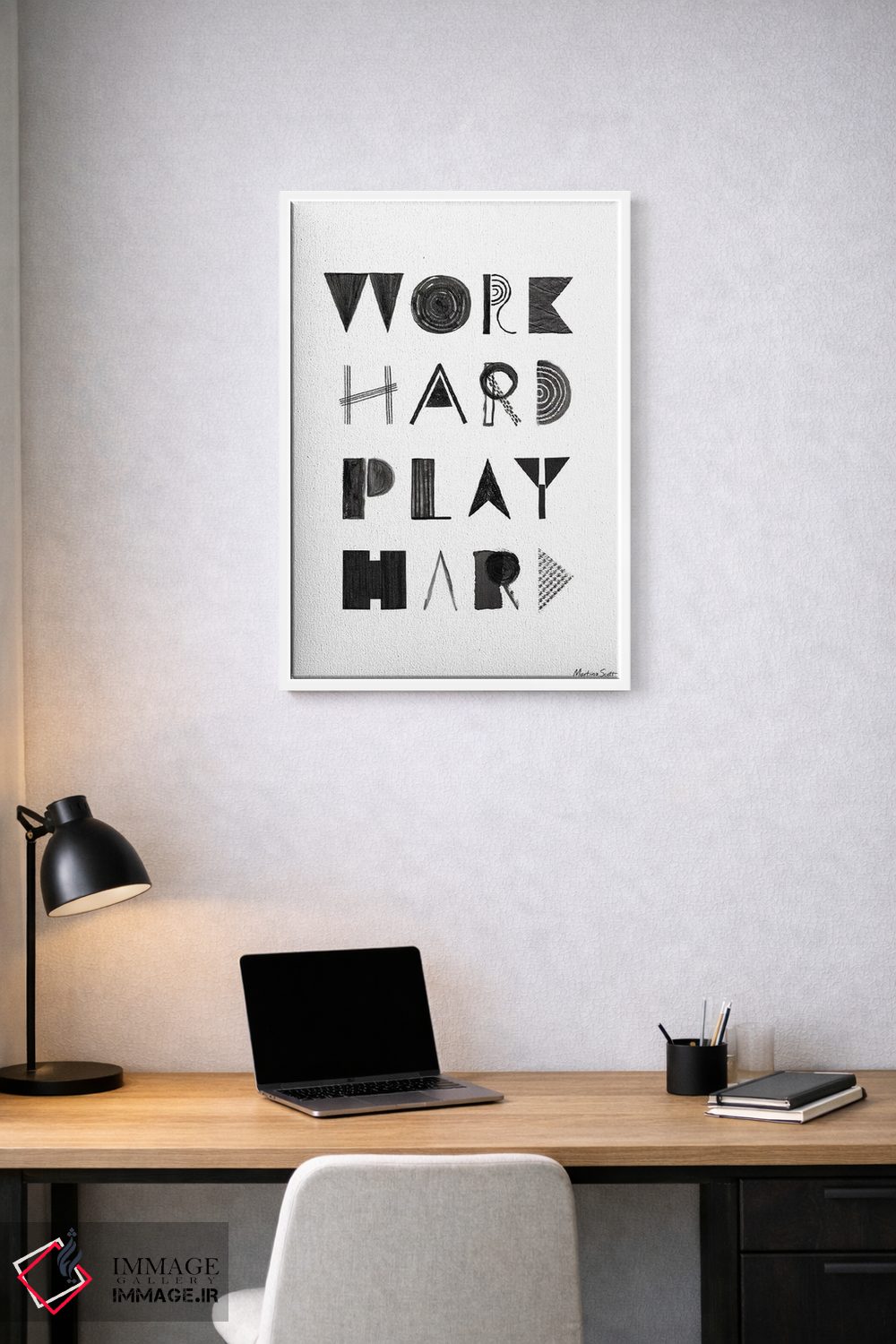 تابلو مینیمال سخت کار کن، حسابی خوش بگذرون اثر مارتینا اسکات - D2W