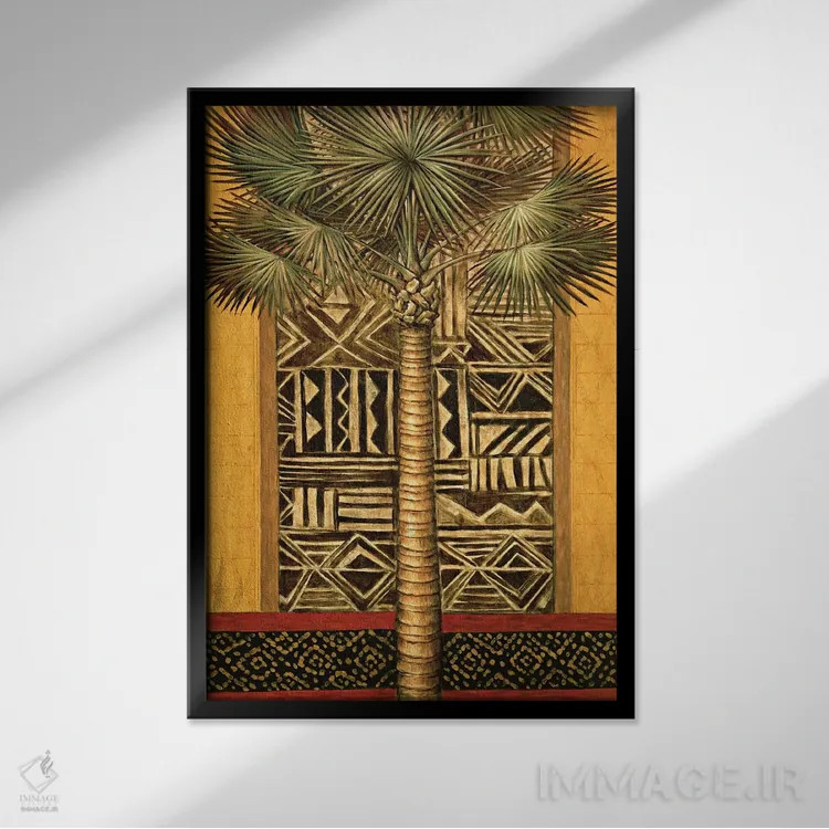 تابلو دکوراتیو غروب آفریقایی ۱ اثر آندره مازو - نمای قابدار مشکی
