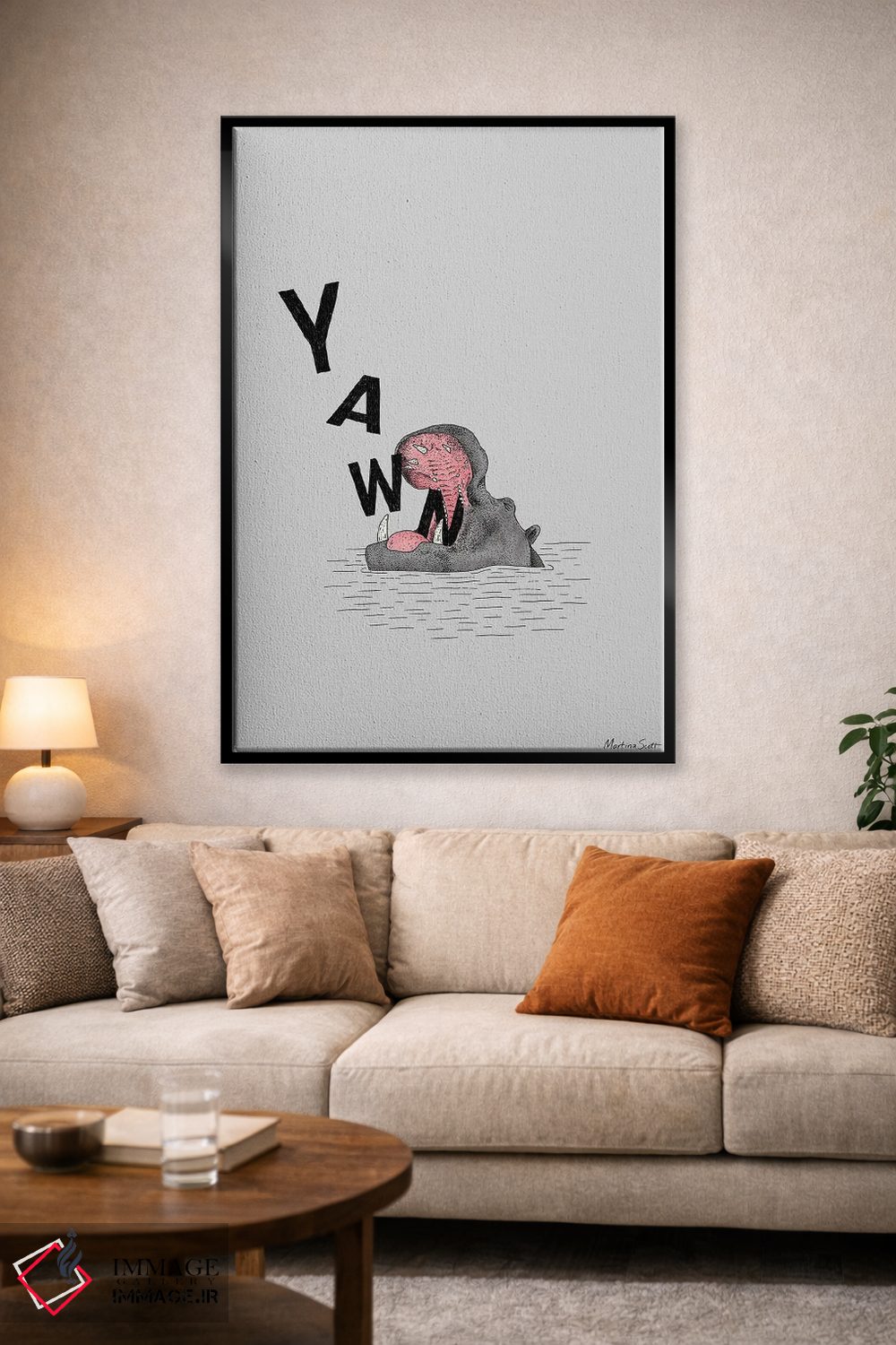 تابلو مینیمال اسب آبی خمیازه کش اثر مارتینا اسکات - D1B