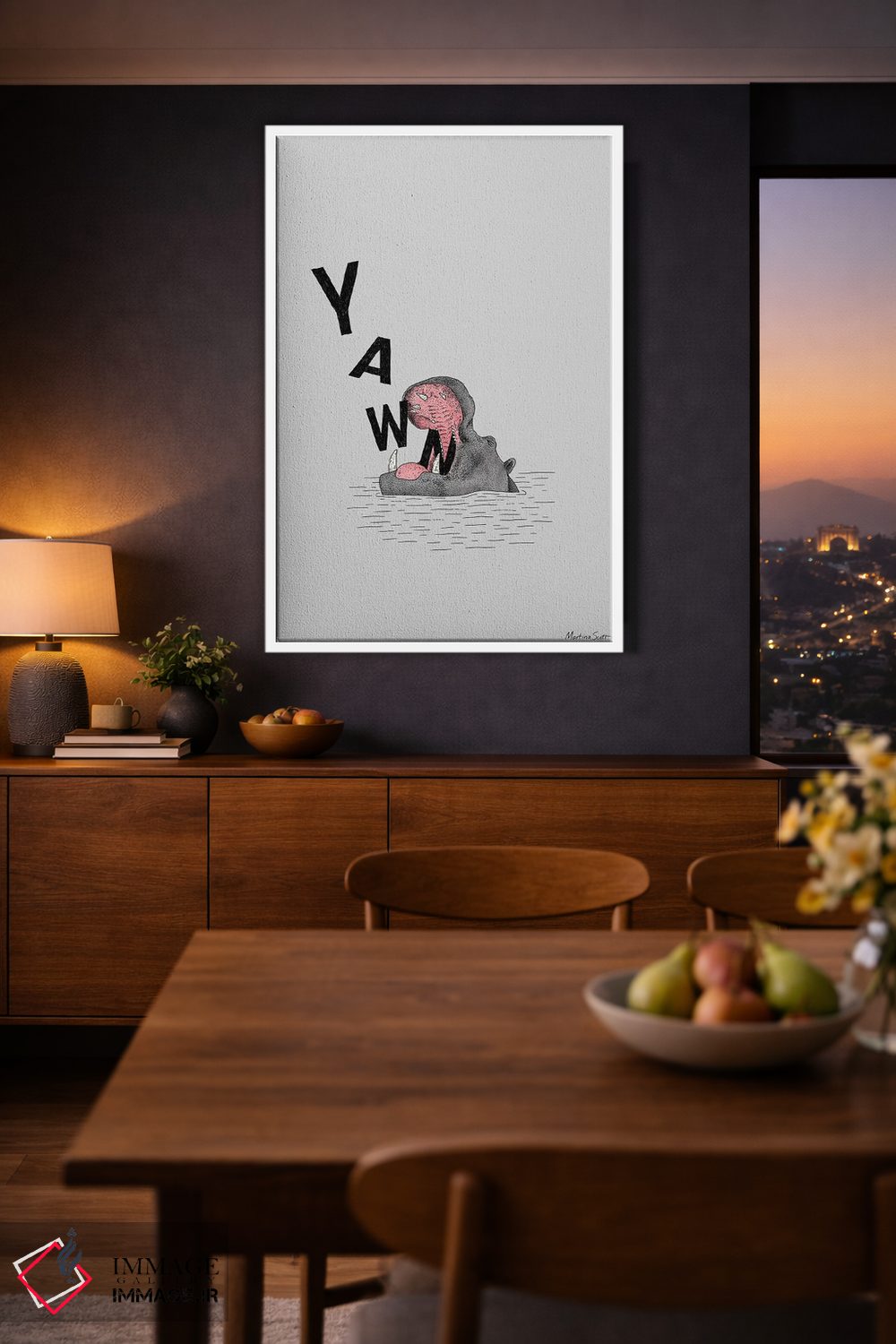 تابلو مینیمال اسب آبی خمیازه کش اثر مارتینا اسکات - D2W