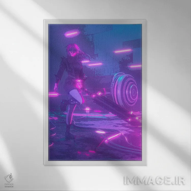 تابلو دکوراتیو شمشیر کهربا اثر ماریشا بکر - نمای قابدار سفید