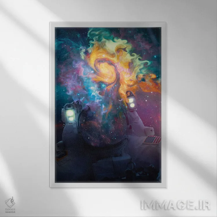 تابلو دکوراتیو کیهان نورد ۲ اثر ماریشا بکر - نمای قابدار سفید