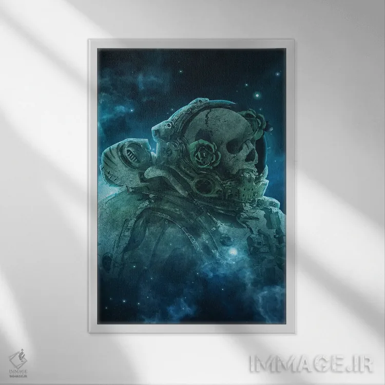 تابلو دکوراتیو جمجمه مرگ ۲ اثر ماریشا بکر - نمای قابدار سفید