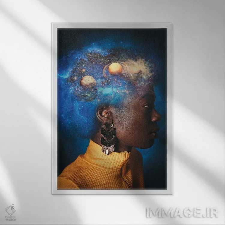 تابلو دکوراتیو جهان آفریقایی اثر ماریشا بکر - نمای قابدار سفید