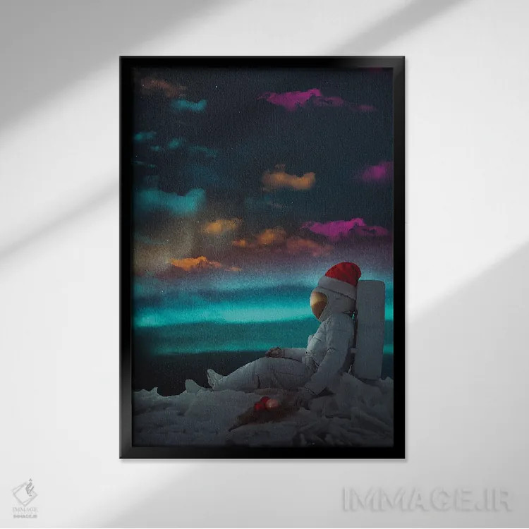 تابلو دکوراتیو کریسمس فضایی اثر ماریشا بکر - نمای قابدار مشکی