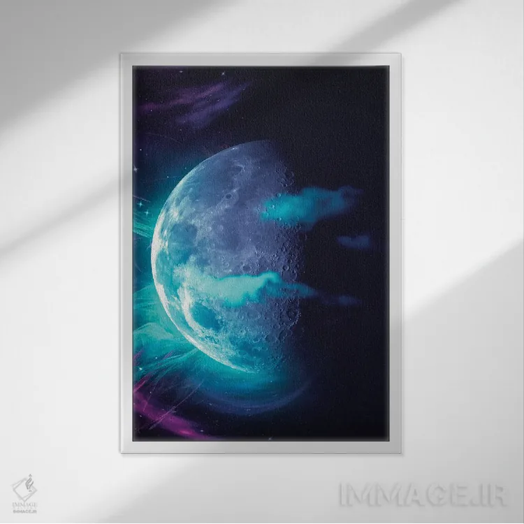 تابلو دکوراتیو ماه اثر ماریشا بکر - نمای قابدار سفید